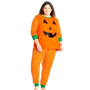 New Pajama Set Women's Size  Xl Halloween Pumpkin Matching Family Orange